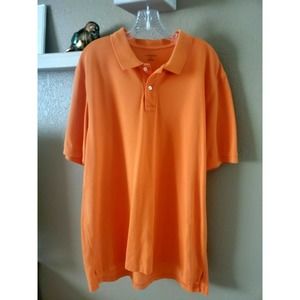 Lands End Orange Cotton Polo Shirt Sz XL